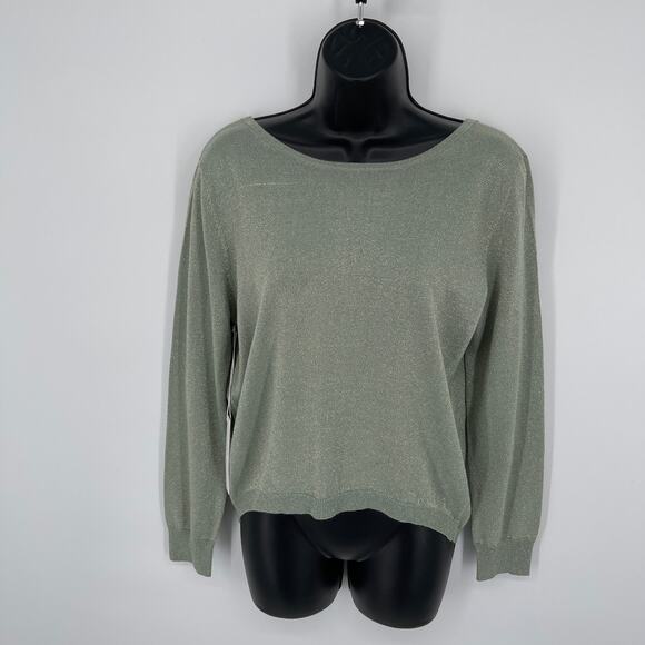Callahan Revolve Green Shimmer Top NEW Sz S Metallic Threads Deep Back Scoop - Picture 1 of 7